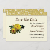 サンシャインの2つの黄色のバラ日付を保存 セーブザデート (正面/裏面)