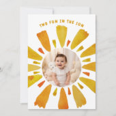 サンシャインの2歳の誕生日、太陽の下で楽しく過ごそう 招待状 (正面)