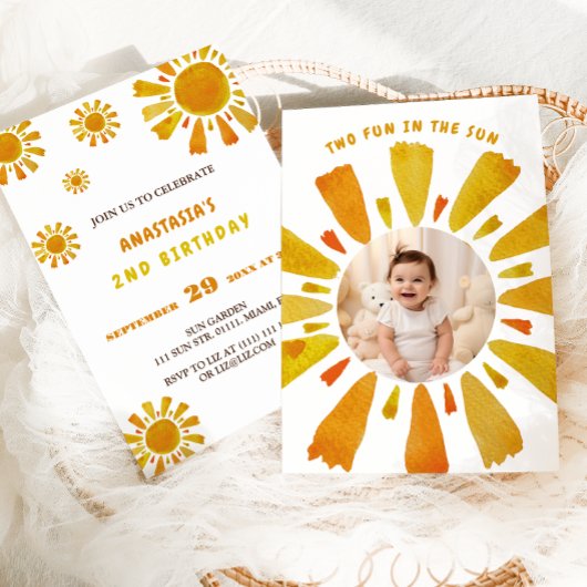 サンシャインの2歳の誕生日、太陽の下で楽しく過ごそう 招待状