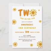 サンシャインの2番目の誕生日の2つのおもしろいの太陽 招待状 (正面)