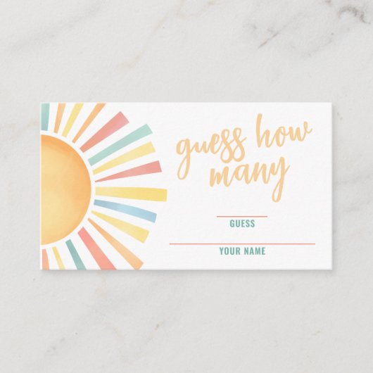 サンシャインは何日ボーホサンベイビーシャワーを推測 エンクロージャーカード (正面)