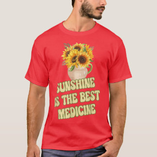 サンシャインは最高の薬の黄色いヒマワリの花 Tシャツ