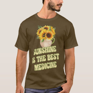 サンシャインは最高の薬の黄色いヒマワリの花 Tシャツ