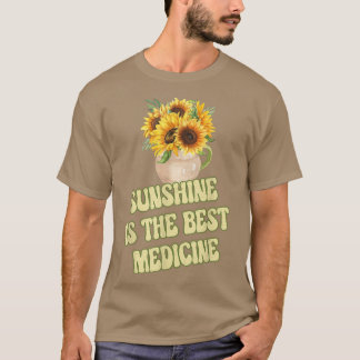 サンシャインは最高の薬の黄色いヒマワリの花 Tシャツ