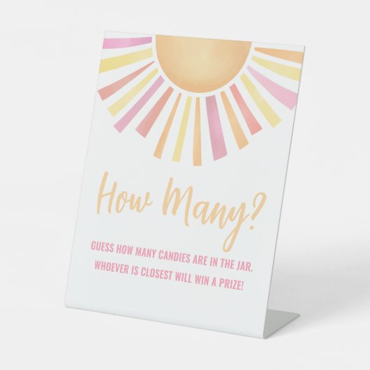 サンシャインは、どれだけのピンクの太陽の赤ちゃんシャワーを推測 台座サイン (正面)