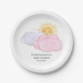 サンシャインアンドクラウドガールズベビーシャワー ペーパープレート (正面)