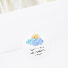 サンシャインアンドクラウドボーイズベビーシャワー ラウンドシール