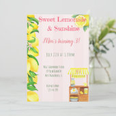 サンシャインアンドスイートレモネードスタンドガールズ誕生日 招待状 (スタンド正面)