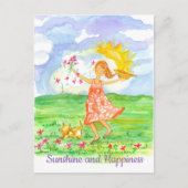 サンシャインアンドハピネスガールドッグ感動的 ポストカード (正面)