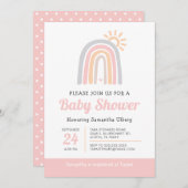 サンシャインアンドレインボーガールベビーシャワー 招待状 (正面/裏面)