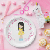 サンシャインアンドレモネードブラックヘアガール ペーパープレート (パーティー)