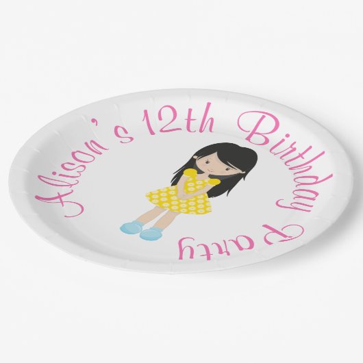 サンシャインアンドレモネードブラックヘアガール ペーパープレート (アングル)