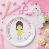 サンシャインアンドレモネードブルネットガール ペーパープレート (パーティー)