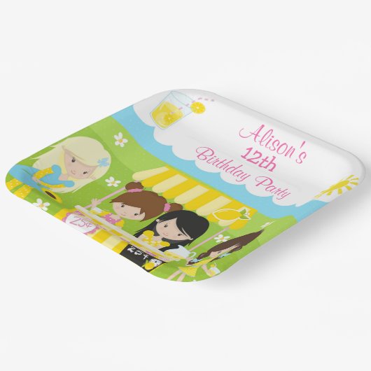 サンシャインアンドレモネード誕生日 ペーパープレート (傾斜あり)