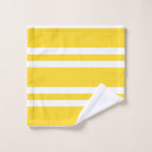 サンシャインイエローとホワイトのストライプ バスタオルセット (ウォッシュタオル)