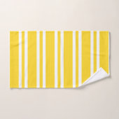 サンシャインイエローとホワイトのストライプ バスタオルセット (ハンドタオル)