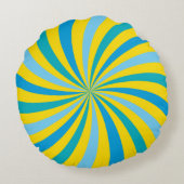サンシャインイエローアンドブルー棒つきキャンデースワール ラウンドクッション (裏面)