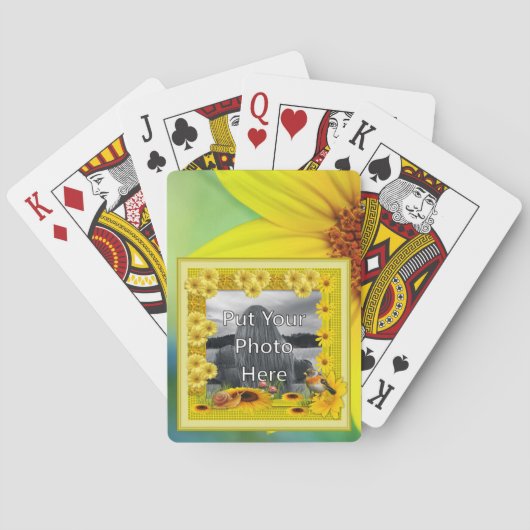 サンシャインイエローサンフラワーフォトフレーム トランプ (裏面)
