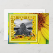 サンシャインイエローサンフラワーフォトフレーム ポストカード (正面/裏面)