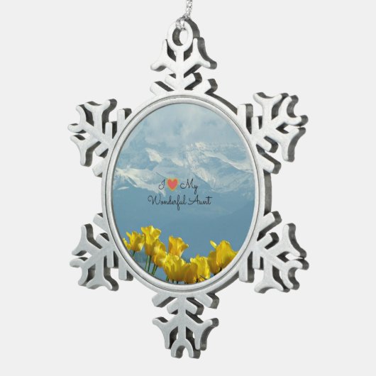 サンシャインイエローチューリップス スノーフレークピューターオーナメント (右)