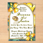 サンシャインイエローチューリップ結婚ズ アクリル招待状 (正面)