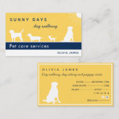 サンシャインイエローネービーホワイトサニー日の犬のペットケア 名刺 (正面/裏面)