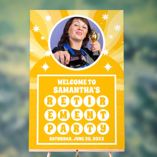 サンシャインイエローフォトリタイアメントパーティーへようこそ アクリルサイン (ニュートラル)