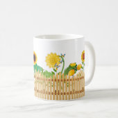 サンシャインイエローフラワーズアンドガーデンフェンス自然 コーヒーマグカップ (正面右)