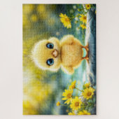 サンシャインイエローフワフワフワのチキンブルー – アイドバード ジグソーパズル (縦)