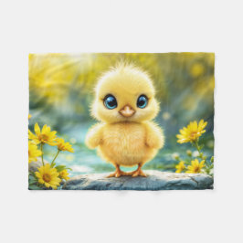 サンシャインイエローフワフワフワのチキンブルー – アイドバード フリースブランケット