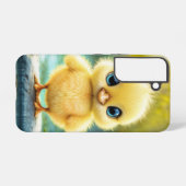 サンシャインイエローフワフワフワのチキンブルー – アイドバード SAMSUNG GALAXYケース (裏面横)