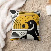 サンシャインイエローブラックバウハウスペンギンレトロ クッション (ブランケット)