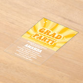 サンシャインイエロー卒業パーティー アクリル招待状 (レイダウン)