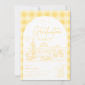 サンシャインイエロー女性のカーボーイ卒業パーティー 招待状 (正面)