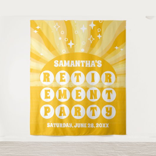 サンシャインイエロー退職パーティー背景 タペストリー (正面)