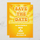 サンシャインイエロー 写真なし結婚式Save the Date セーブザデート (正面/裏面)