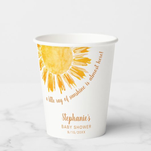 サンシャインウォーターカラーサンベビーシャワーの小さな光線 紙コップ (裏面)