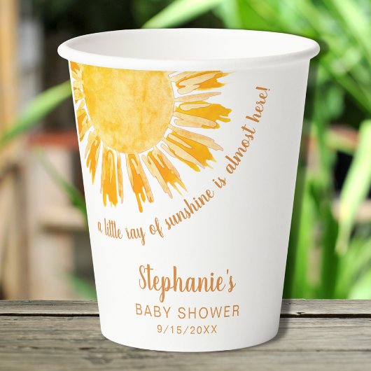 サンシャインウォーターカラーサンベビーシャワーの小さな光線 紙コップ