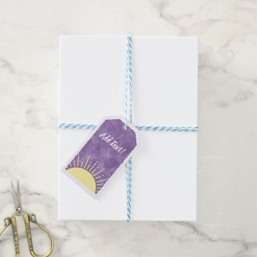 サンシャインウォーターカラーベビーシャワー背景カスタム ギフトタグ (より糸付き)