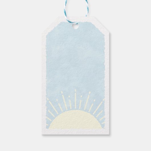 サンシャインウォーターカラーベビーシャワー背景カスタム ギフトタグ (裏面)
