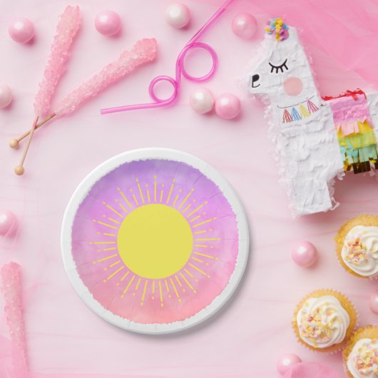 サンシャインウォーターカラーベビーシャワー背景カスタム ペーパープレート (パーティー)