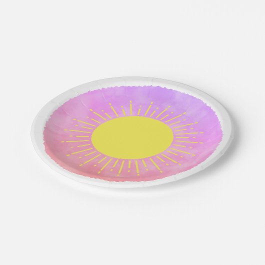 サンシャインウォーターカラーベビーシャワー背景カスタム ペーパープレート (アングル)