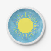 サンシャインウォーターカラーベビーシャワー背景カスタム ペーパープレート (正面)