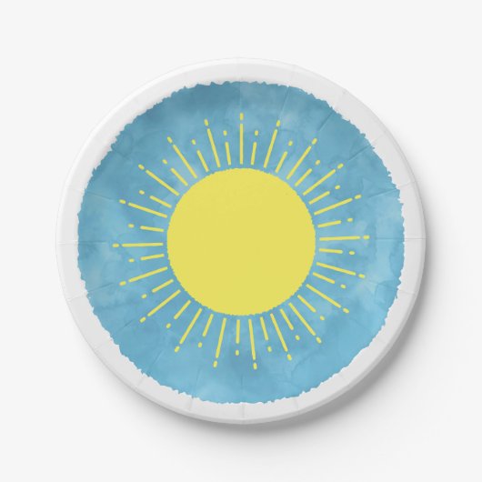 サンシャインウォーターカラーベビーシャワー背景カスタム ペーパープレート (正面)