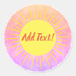 サンシャインウォーターカラーベビーシャワー背景カスタム ラウンドシール