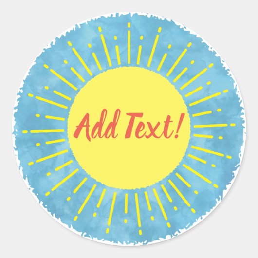 サンシャインウォーターカラーベビーシャワー背景カスタム ラウンドシール (正面)