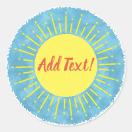 サンシャインウォーターカラーベビーシャワー背景カスタム ラウンドシール
