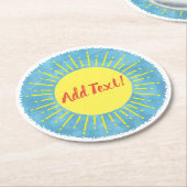 サンシャインウォーターカラーベビーシャワー背景カスタム ラウンドペーパーコースター (アングル)