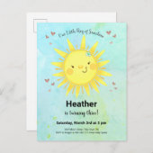 サンシャインウォーターカラー子供の誕生日パーティの招待状 インビテーションポストカード (正面/裏面)