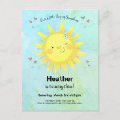 サンシャインウォーターカラー子供の誕生日パーティの招待状 インビテーションポストカード (正面)